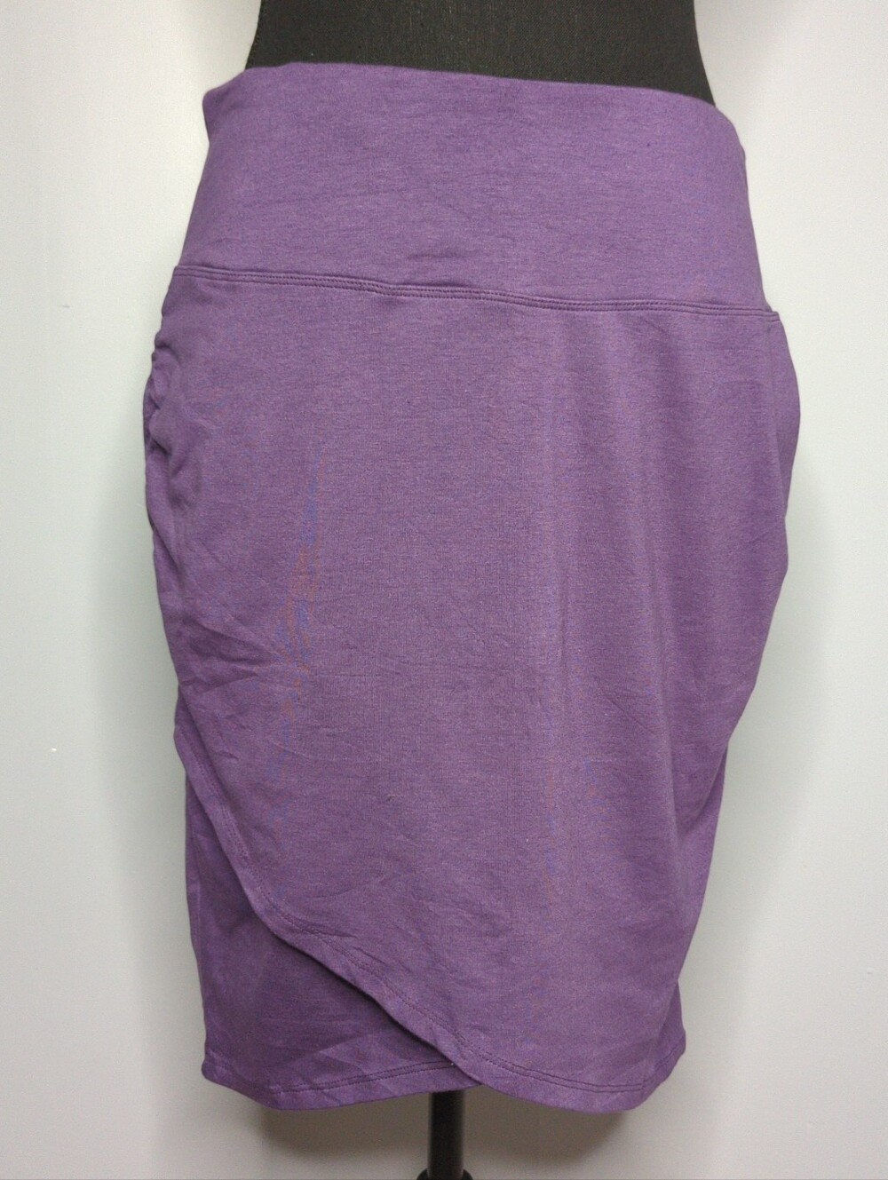 Earth Yoga Purple Faux Wrap Tulip Knit Skirt Sz M Organic Cotton Bamboo Blend